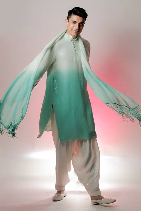 Buy Jubinav Chadha Green Sequins Fabric Embroidered Kurta Set Online at Aza Fashions Buy_Jubinav Chadha_Green Sequins Fabric Embroidered Kurta Set _Online_at_Aza_Fashions