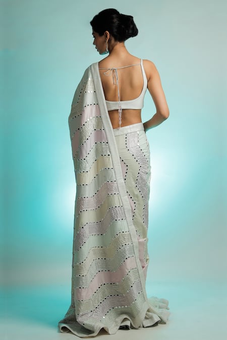 Jubinav Chadha Pre-Draped Silk Chanderi Saree Set 