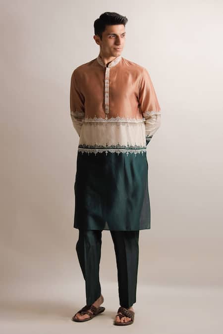 Jubinav Chadha Khand Color Block Kurta Set 