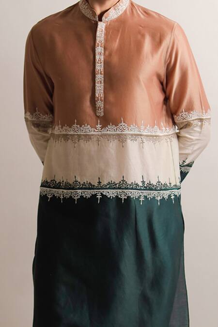 Buy Jubinav Chadha Multi Color Silk Chanderi Khand Block Kurta Set Online at Aza Fashions Buy_Jubinav Chadha_Multi Color Silk Chanderi Khand Block Kurta Set _Online_at_Aza_Fashions