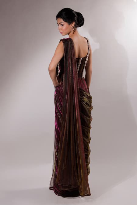 Jubinav Chadha Kisori Embroidered Saree Gown 
