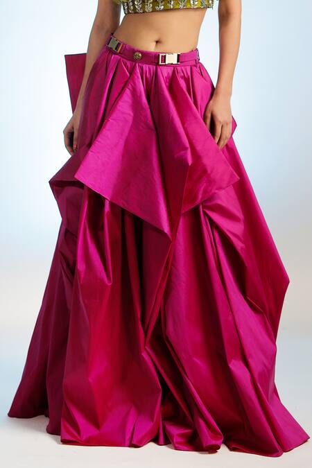Buy Jubinav Chadha Pink Tafetta Ahilya Draped Skirt Online at Aza Fashions Buy_Jubinav Chadha_Pink Tafetta Ahilya Draped Skirt _Online_at_Aza_Fashions