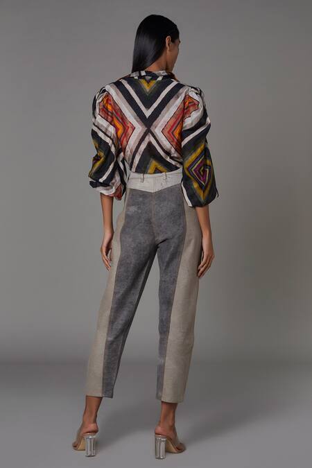Buy_Saaksha & Kinni_Grey Denim Acid Wash Jeans_Online_at_Aza_Fashions