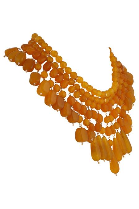 Anayah Jewellery_Yellow Semi-precious Stone Layered Ombre Necklace_Online_at_Aza_Fashions