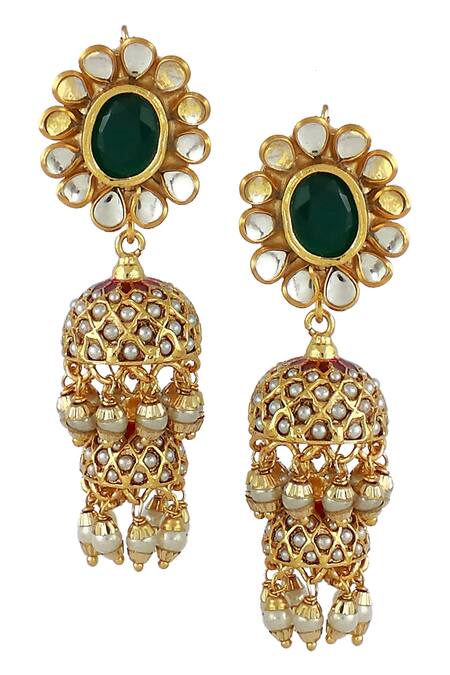 Silk Thread Jhumka Earrings Double Color Yelllow Color : Amazon.in:  Jewellery