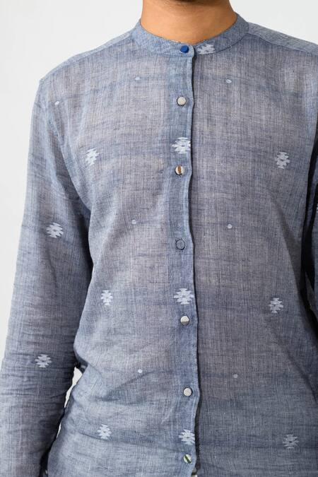 Buy JAYATI GOENKA Grey Cotton Thread Woven Shirt Online at Aza Fashions Buy_JAYATI GOENKA_Grey Cotton Thread Woven Shirt _Online_at_Aza_Fashions