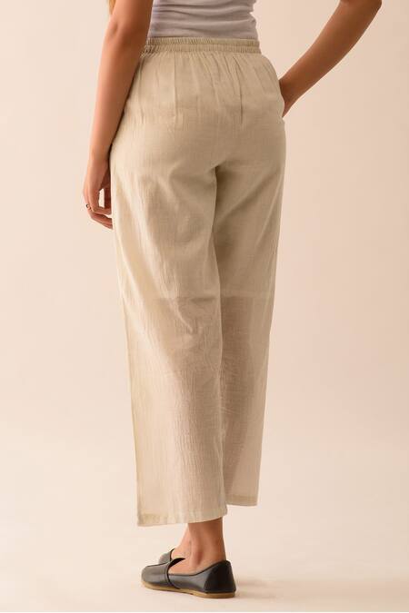 Shop JAYATI GOENKA White Handwoven Cotton Stripe Pant Online at Aza Fashions Shop_JAYATI GOENKA_White Handwoven Cotton Stripe Pant _Online_at_Aza_Fashions
