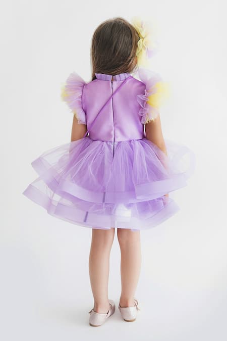 Miakki Rainbow Motif Ruffle Dress 