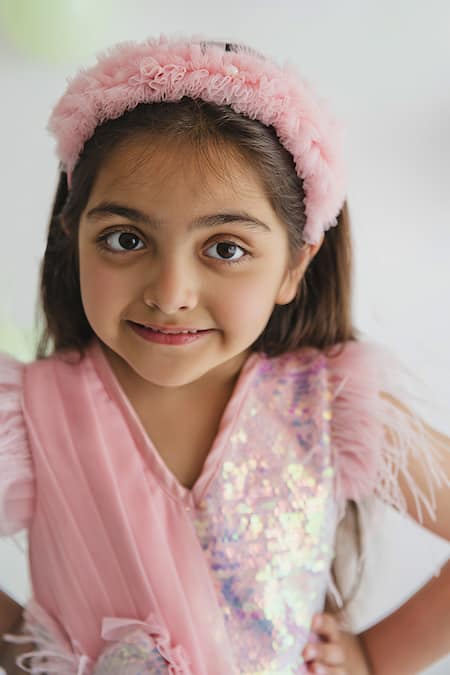 Miakki Peach Net, Satin, Crepe Sequins Ruffle Bow Gown at Aza Fashions Miakki_Peach Net, Satin, Crepe Sequins Ruffle Bow Gown _at_Aza_Fashions