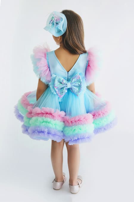 Miakki Tiered Ruffle Bow Dress 