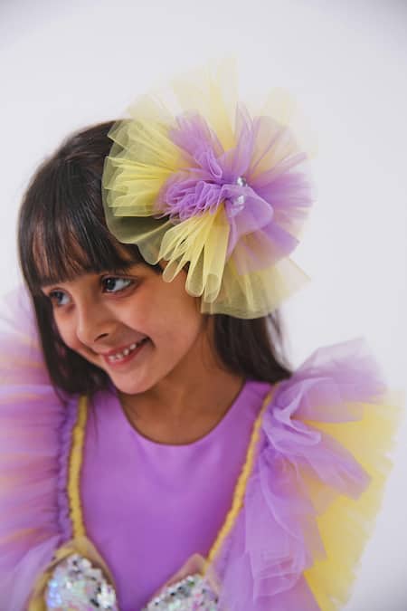 Shop_Miakki_Purple Net, Satin Sequins Work Ruffle Dress _Online_at_Aza_Fashions