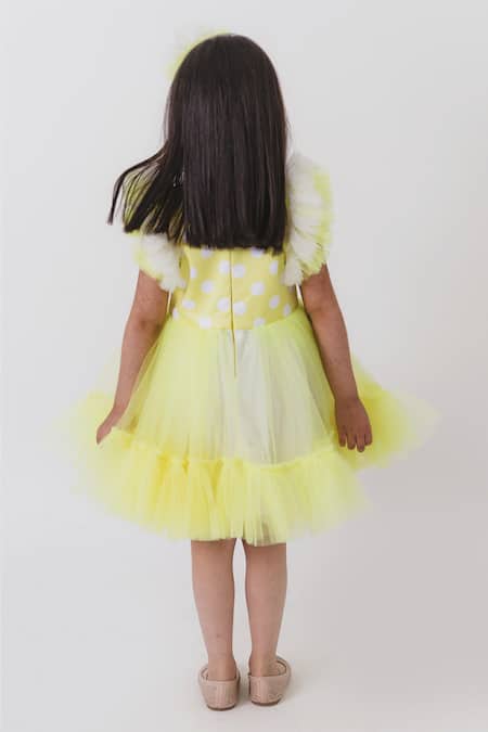 Miakki Polka Dot Ruffle Dress 