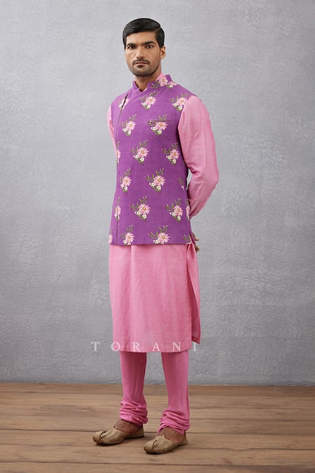 Torani_Purple Bundi Viscose Crepe, Kurta Handwoven Jamuni Gurnoor Printed And Set _Online_at_Aza_Fashions