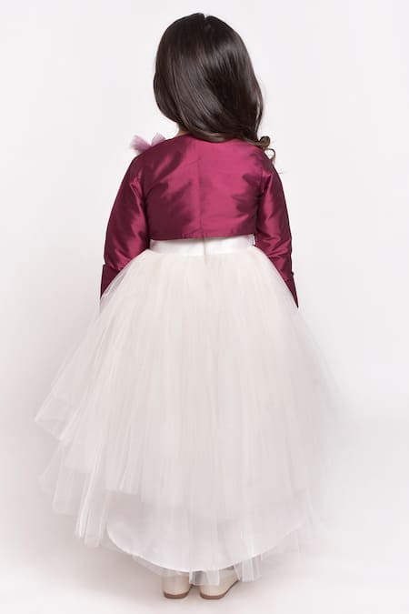 Shop_Jelly Jones_White Net Ruffles Gown And Shrug Set _at_Aza_Fashions