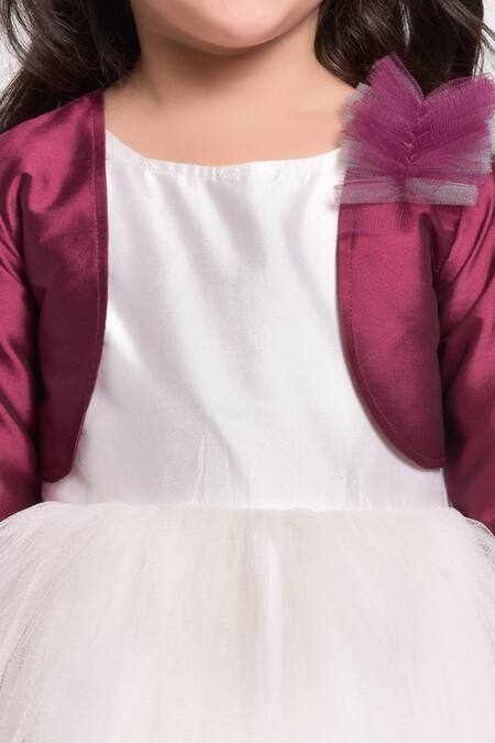 Buy_Jelly Jones_White Net Ruffles Gown And Shrug Set _Online_at_Aza_Fashions