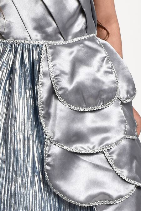 Shop_Jelly Jones_Grey Silk Sequins Pleated Dress_Online_at_Aza_Fashions