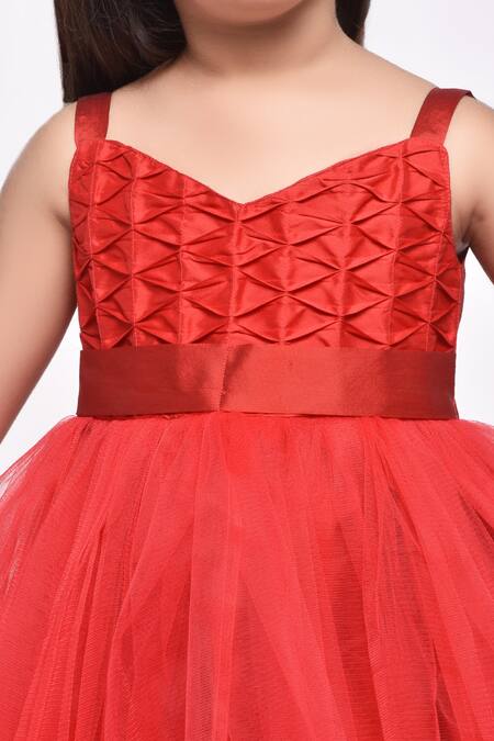 Jelly Jones_Red Net High-low Dress_Online_at_Aza_Fashions