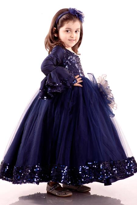 Jelly Jones_Blue Net Sequins Embellished Gown_Online_at_Aza_Fashions