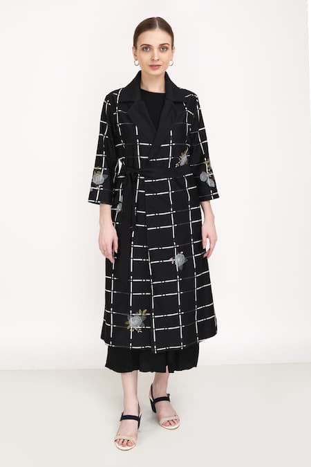 Shop_Arcvsh By Pallavi Singh_Black Jacket 100% Silk Organza, Jumpsuit Bemberg, Lining Cotton And Set_Online_at_Aza_Fashions