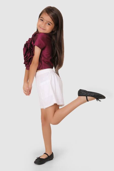 Buy Jelly Jones Purple Woven Silk Embellished 3d Flower Top Online at Aza Fashions Buy_Jelly Jones_Purple Woven Silk Embellished 3d Flower Top _Online_at_Aza_Fashions