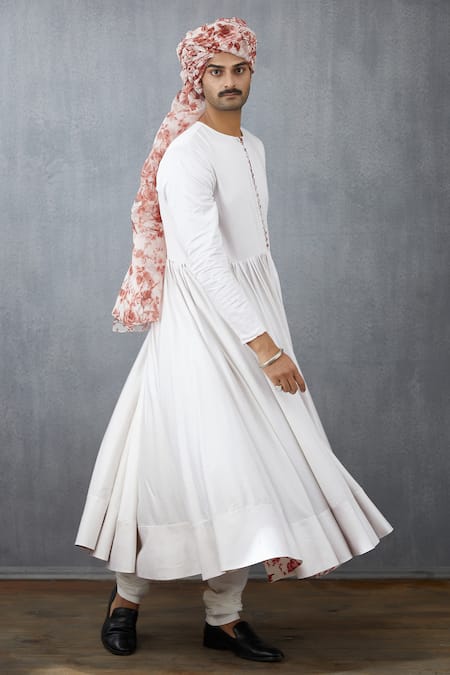 Buy_Torani_White Handwoven Chanderi Anarkali Kurta _Online_at_Aza_Fashions