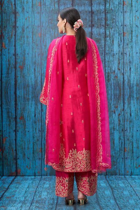 Label Niti Bothra Silk Embroidered Kurta Palazzo Set 
