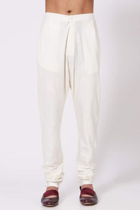 Jatin Malik_White Slub Silk Pintucks Kurta And Pant Set _Online_at_Aza_Fashions