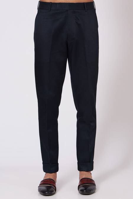 Jatin Malik_Blue Poly Silk Pintucks Kurta And Pant Set _Online_at_Aza_Fashions