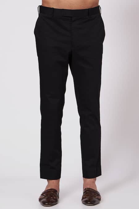 Jatin Malik_Black Poly Silk Pintucks Kurta And Pant Set _Online_at_Aza_Fashions