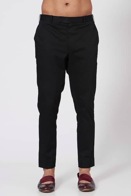 Jatin Malik_Black Linen Silk Kurta And Trousers Set _Online_at_Aza_Fashions