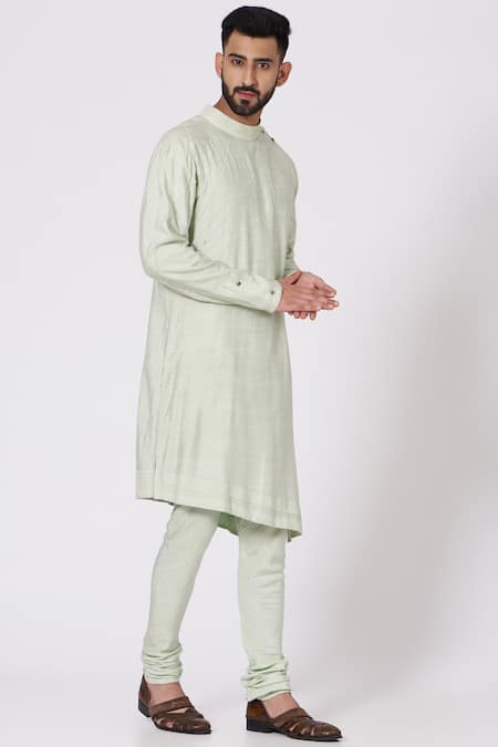 Jatin Malik Green Linen Silk Embroidered Sherwani Set Online at Aza Fashions Jatin Malik_Green Linen Silk Embroidered Sherwani Set_Online_at_Aza_Fashions