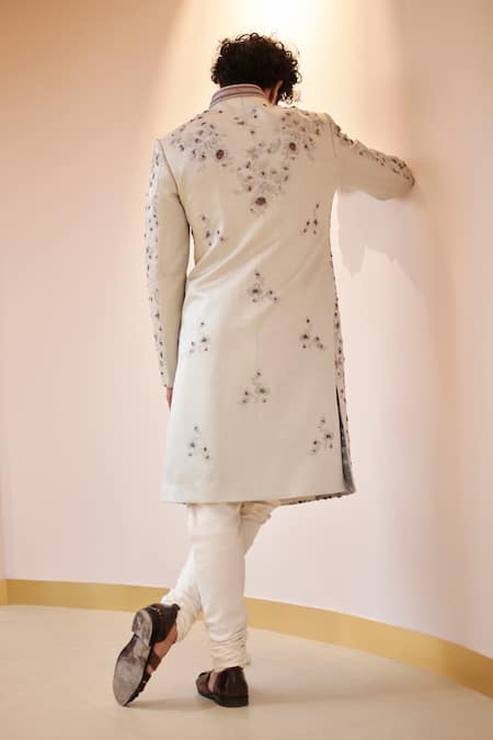 Jatin Malik Linen Silk Sherwani Set 