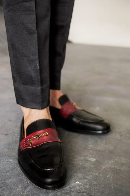 Jatin Malik Black Leather Loafers 