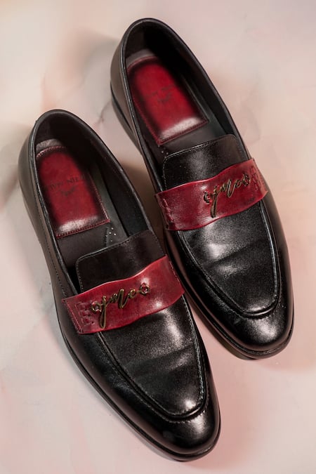 Shop Jatin Malik Black Leather Loafers at Aza Fashions Shop_Jatin Malik_Black Leather Loafers _at_Aza_Fashions