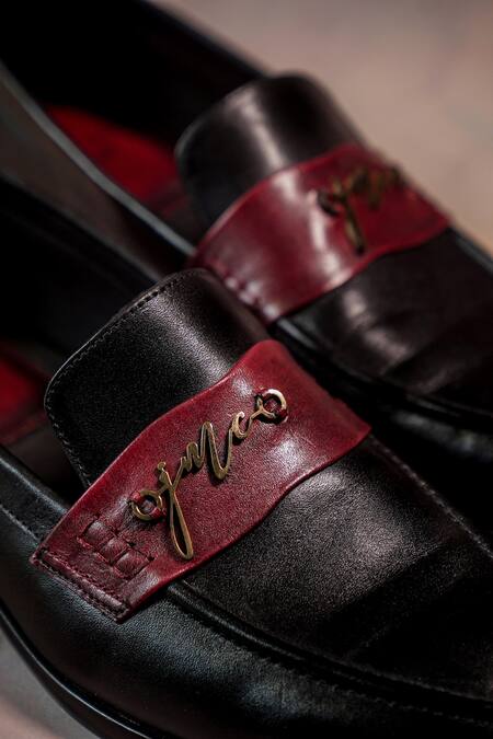 Jatin Malik Black Leather Loafers Online at Aza Fashions Jatin Malik_Black Leather Loafers _Online_at_Aza_Fashions