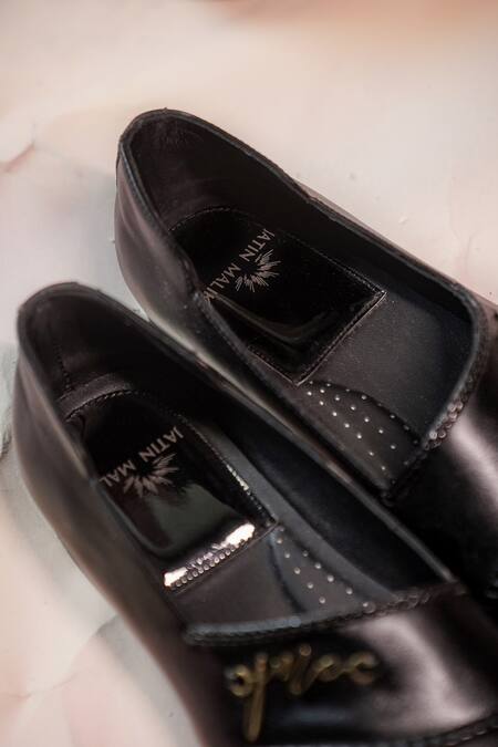 Jatin Malik_Black Braided Loafers _Online_at_Aza_Fashions
