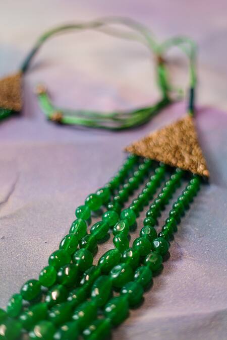 Buy Jatin Malik Green Semi Precious Stones Layered Embellished Mala Online at Aza Fashions Buy_Jatin Malik_Green Semi Precious Stones Layered Embellished Mala _Online_at_Aza_Fashions
