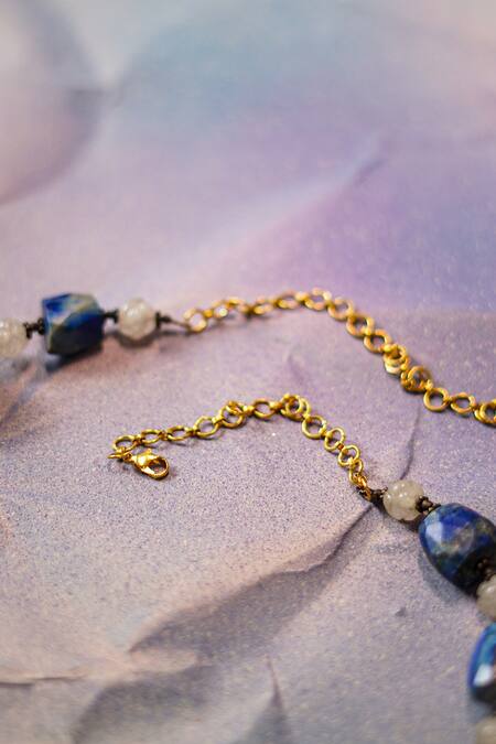 Jatin Malik Blue Semi Precious Stones Embellished Mala Online at Aza Fashions Jatin Malik_Blue Semi Precious Stones Embellished Mala _Online_at_Aza_Fashions