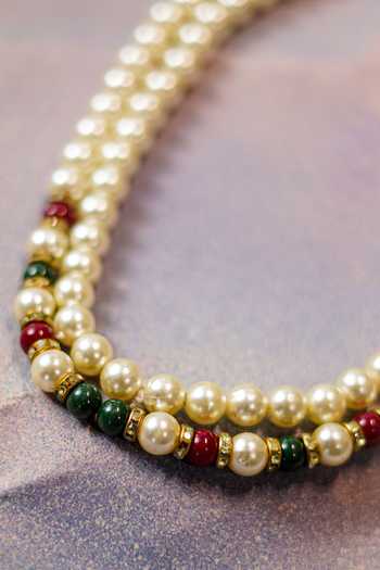 Buy_Jatin Malik_White Pearl, Semi Precious Stones Embellished Mala _Online_at_Aza_Fashions