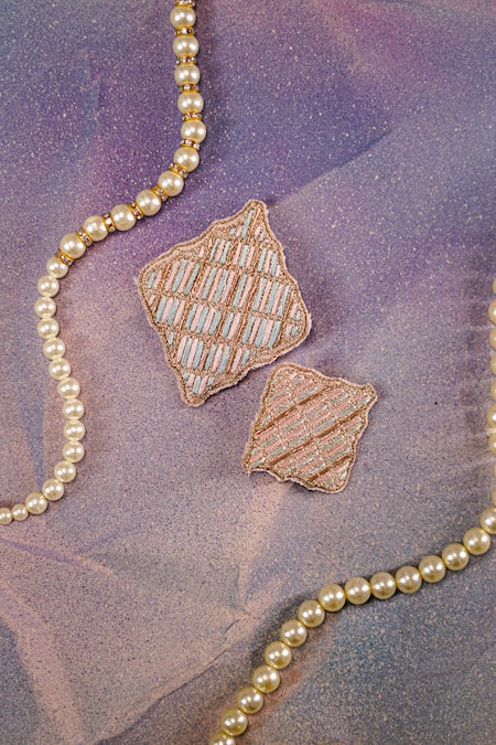 Jatin Malik_Multi Color Embroidered Leaf Metal Kalangi Set Of 2 _Online_at_Aza_Fashions