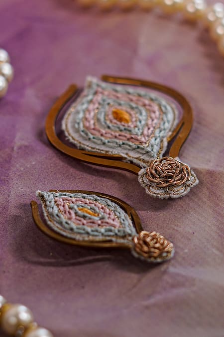 Buy_Jatin Malik_Multi Color Embroidered Cruise Metal Kalangi Set Of 2 _Online_at_Aza_Fashions