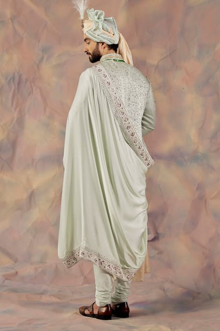 Jatin Malik Linen Silk Embroidered Sherwani Set 