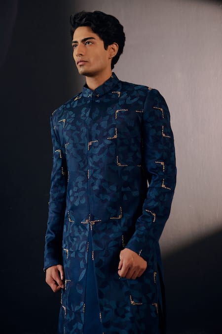 Jatin Malik Linen Silk Jamawar Sherwani Set 