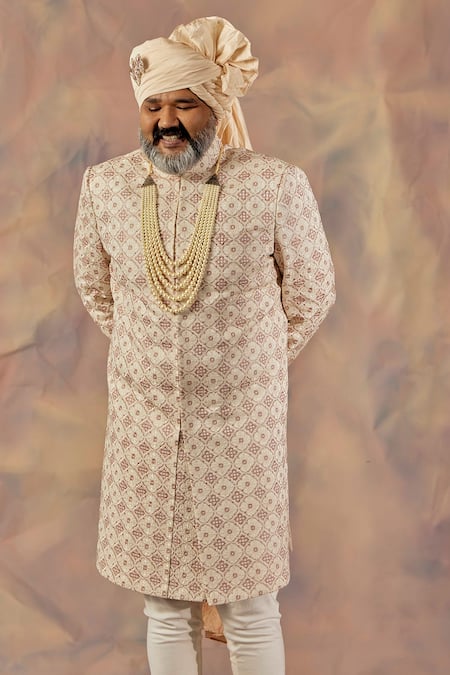 Jatin Malik Floral Embroidered Sherwani Set 