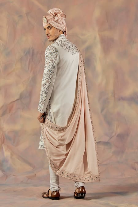 Jatin Malik Floral Embroidered Border Stole 