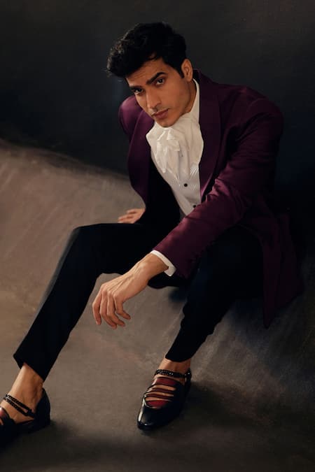 Jatin Malik Linen Silk Tuxedo Pant Set 