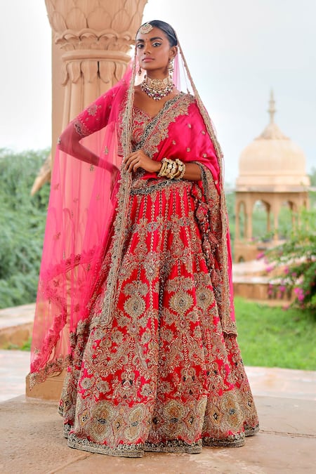 Jigar Mali Zardozi Embroidered Bridal Lehenga Set 