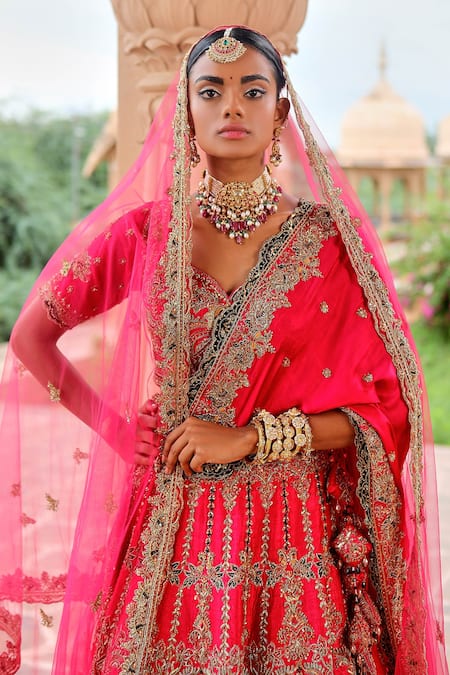 Jigar Mali Zardozi Embroidered Bridal Lehenga Set 