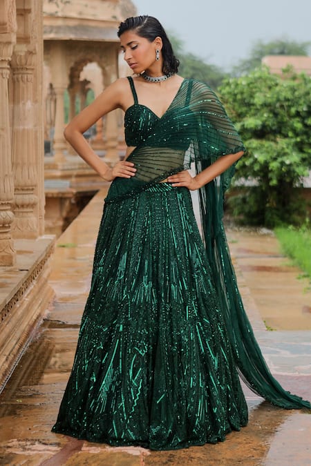 Pista Green Bridal Lehenga Choli in Nylon Net With Big Flair and Beautiful  Blouse in USA, UK, Malaysia, South Africa, Dubai, Singapore