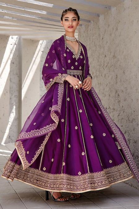 Jigar Mali Chanderi Anarkali Set 